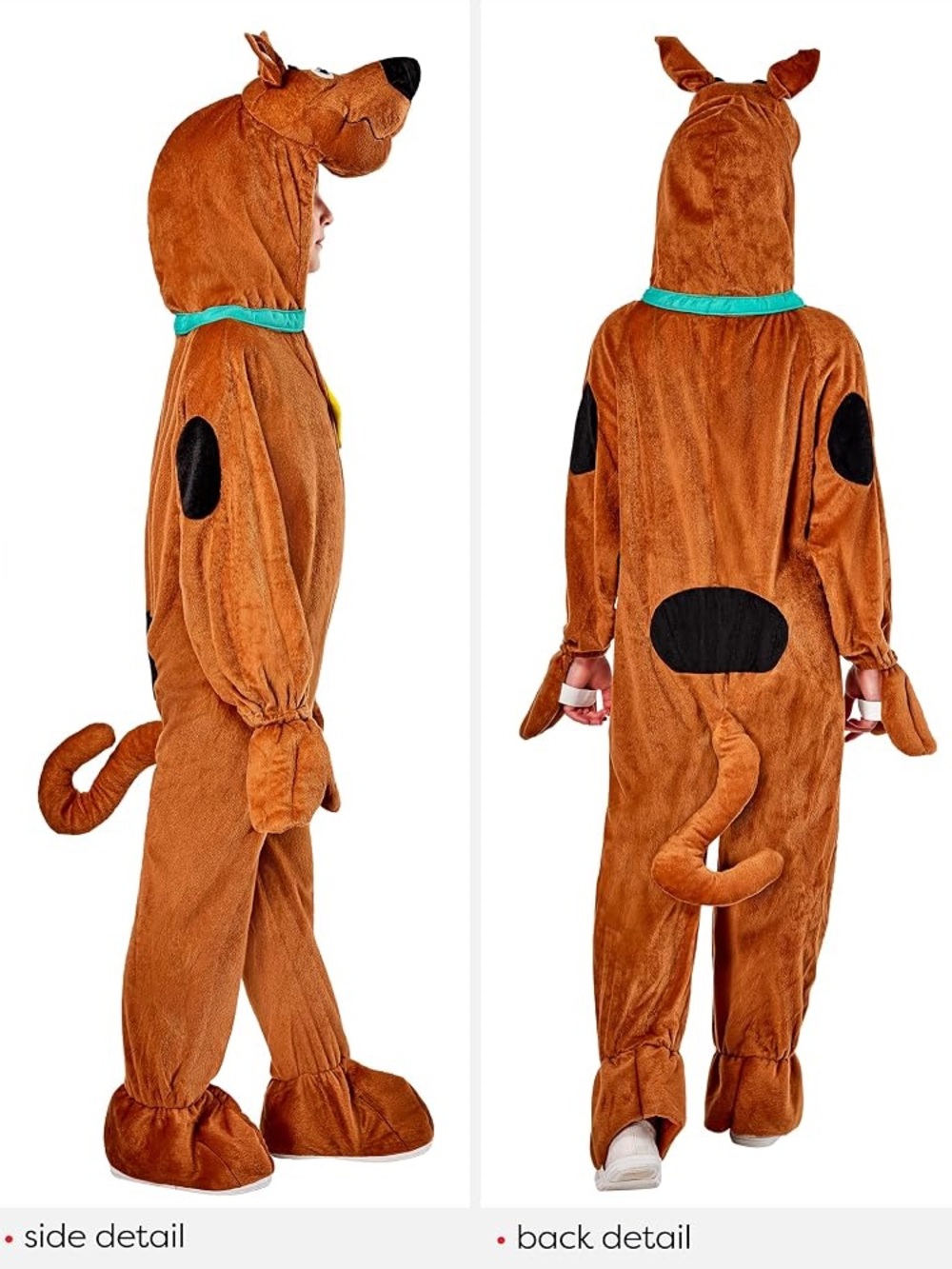 Kids Brown Plush Dog Costume with Teal Collar Hood